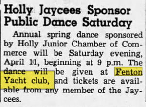 Bay Port Resort (Fenton Yacht Club) - Apr 09 1959 Article